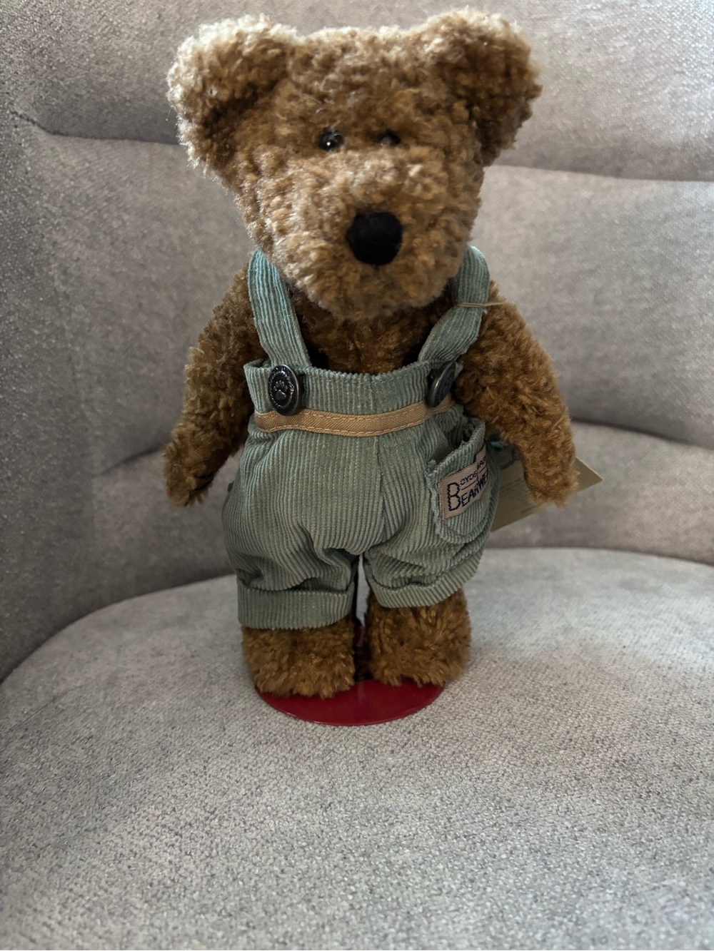 BOYDS BEARS & FRIENDS MATT BEAR With BearWear Green Overalls w/stand